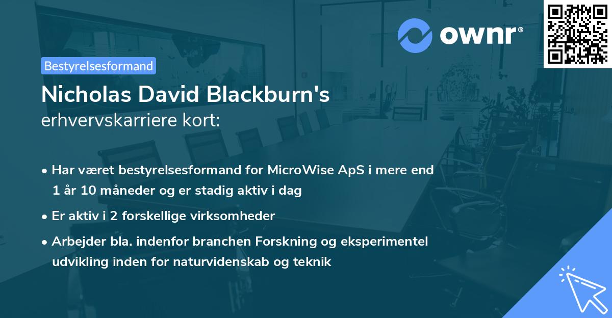 Nicholas David Blackburn's erhvervskarriere kort