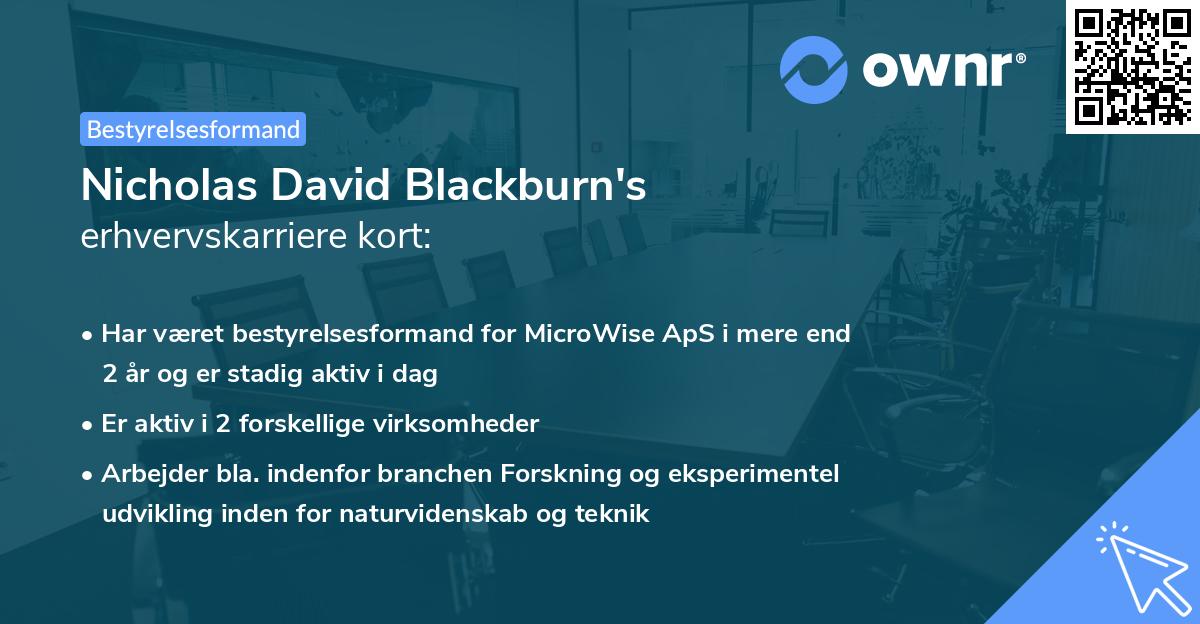 Nicholas David Blackburn's erhvervskarriere kort
