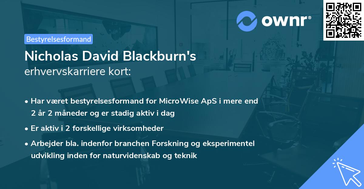 Nicholas David Blackburn's erhvervskarriere kort