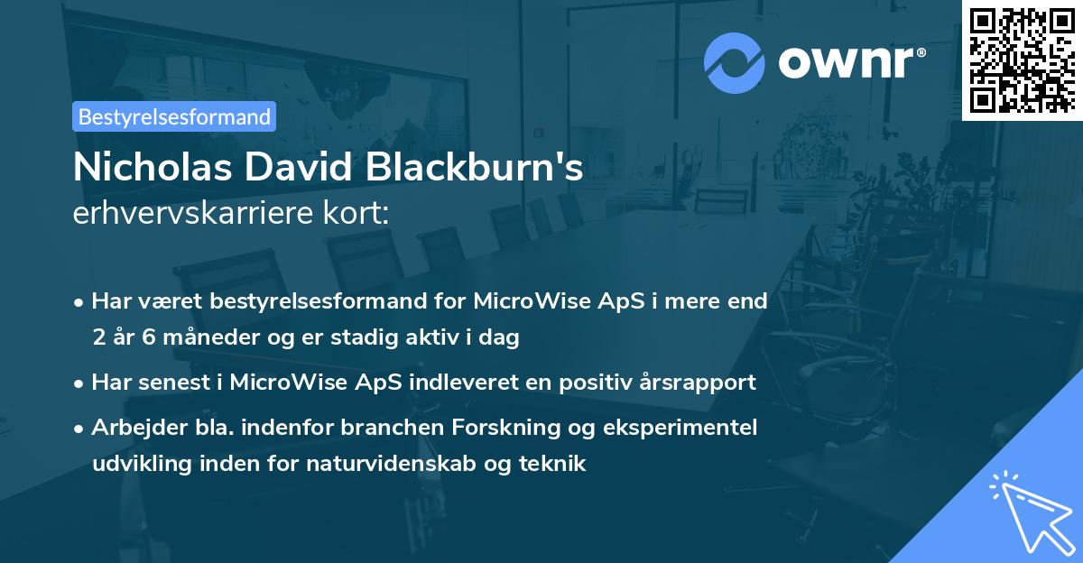 Nicholas David Blackburn's erhvervskarriere kort