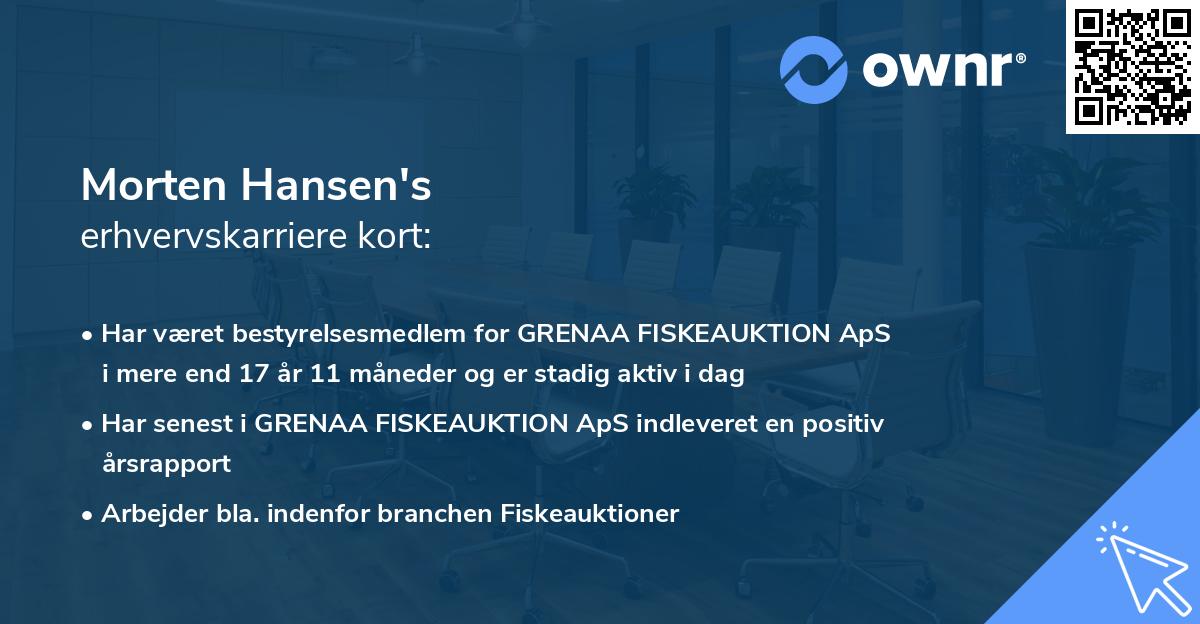 Morten Hansen's erhvervskarriere kort