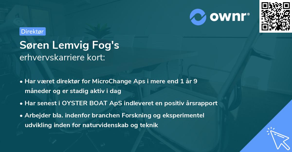 Søren Lemvig Fog's erhvervskarriere kort