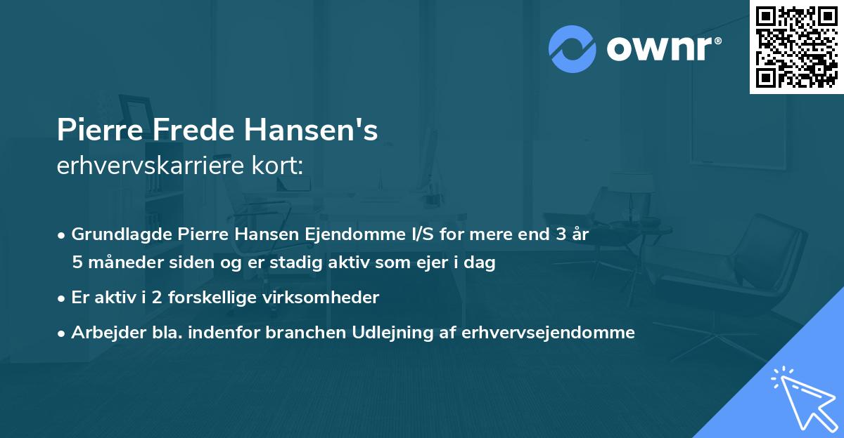 Pierre Frede Hansen's erhvervskarriere kort