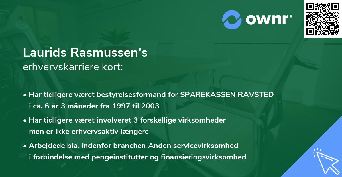 Laurids Rasmussen's erhvervskarriere kort