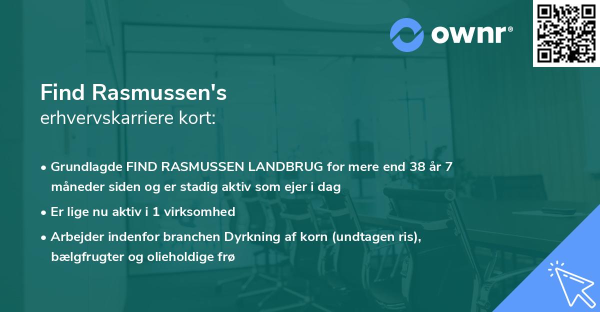 Find Rasmussen's erhvervskarriere kort