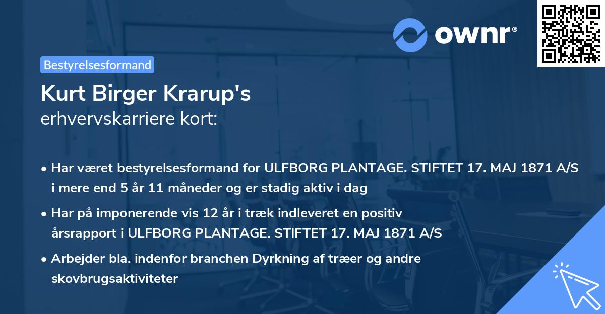 Kurt Birger Krarup's erhvervskarriere kort
