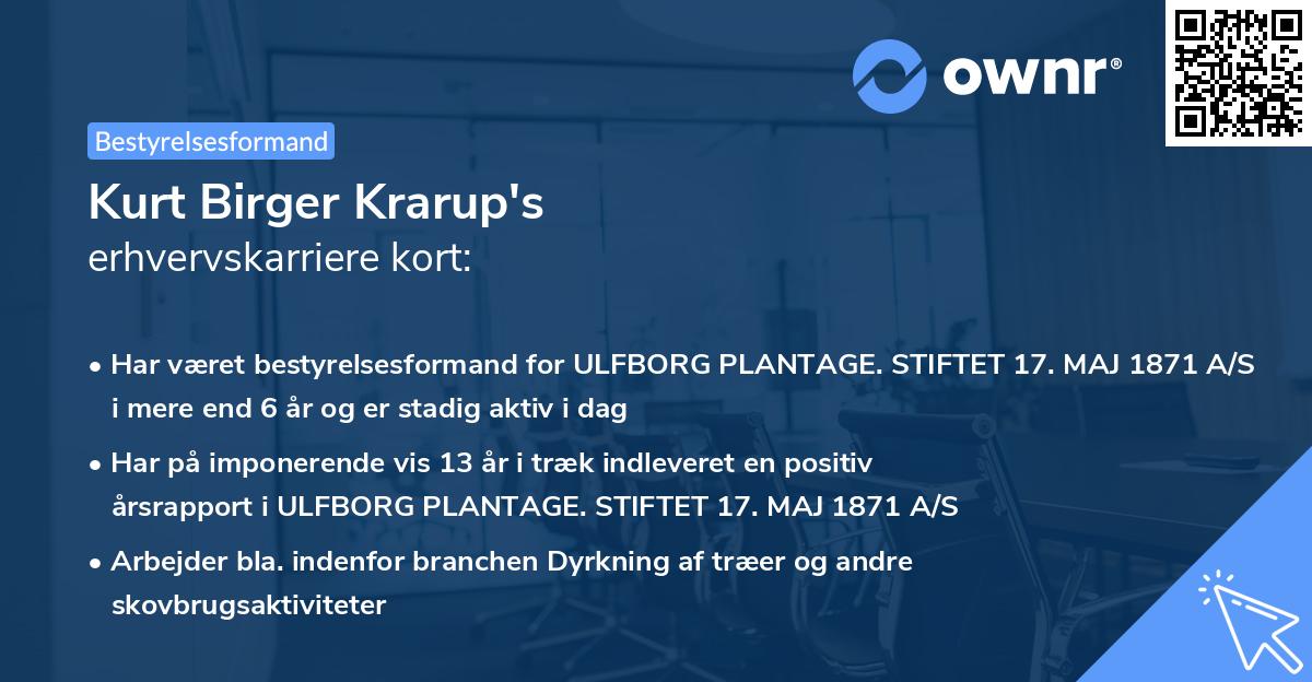 Kurt Birger Krarup's erhvervskarriere kort