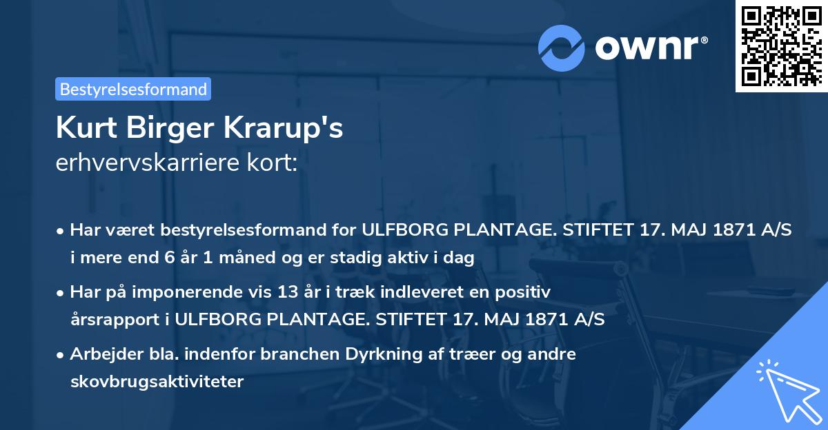 Kurt Birger Krarup's erhvervskarriere kort