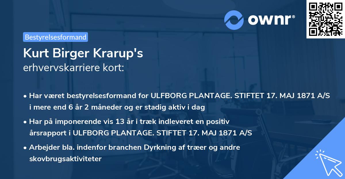 Kurt Birger Krarup's erhvervskarriere kort