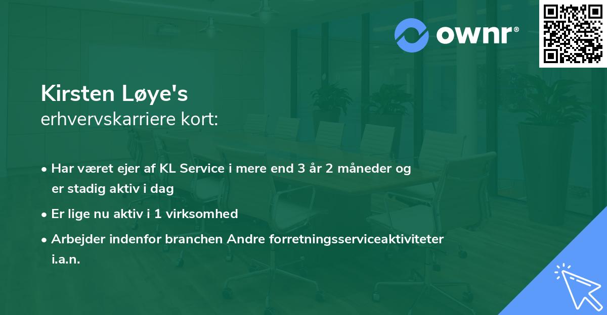 Kirsten Løye's erhvervskarriere kort