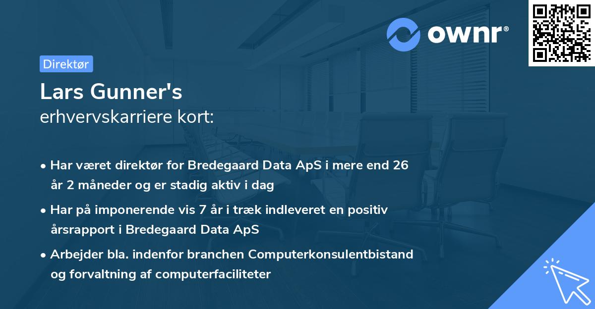 Lars Gunner's erhvervskarriere kort