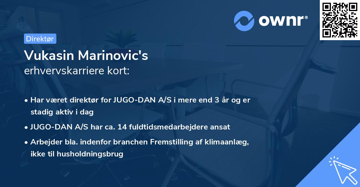 Vukasin Marinovic's erhvervskarriere kort