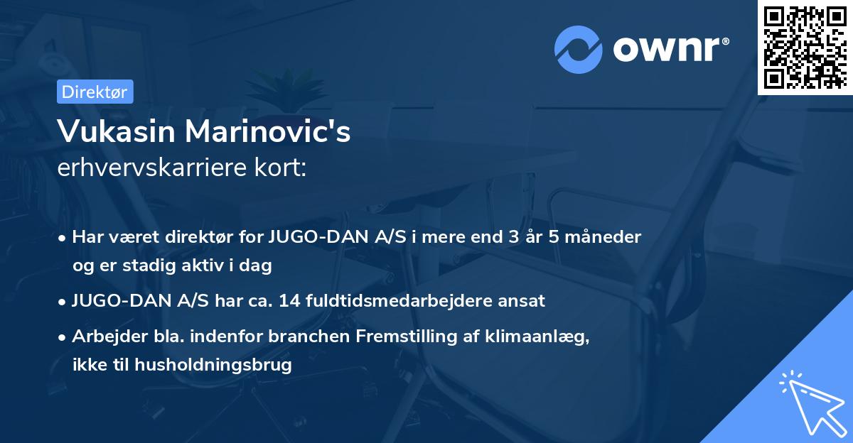 Vukasin Marinovic's erhvervskarriere kort