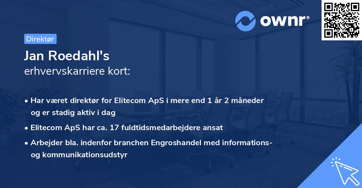 Jan Roedahl's erhvervskarriere kort