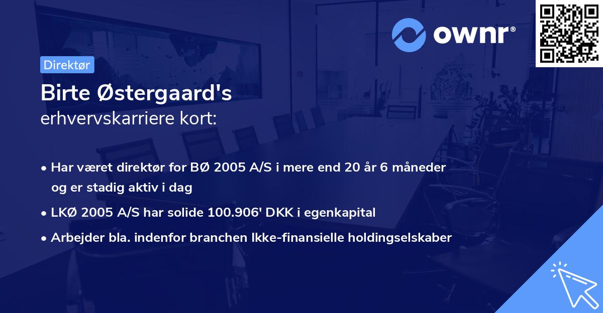 Birte Østergaard's erhvervskarriere kort
