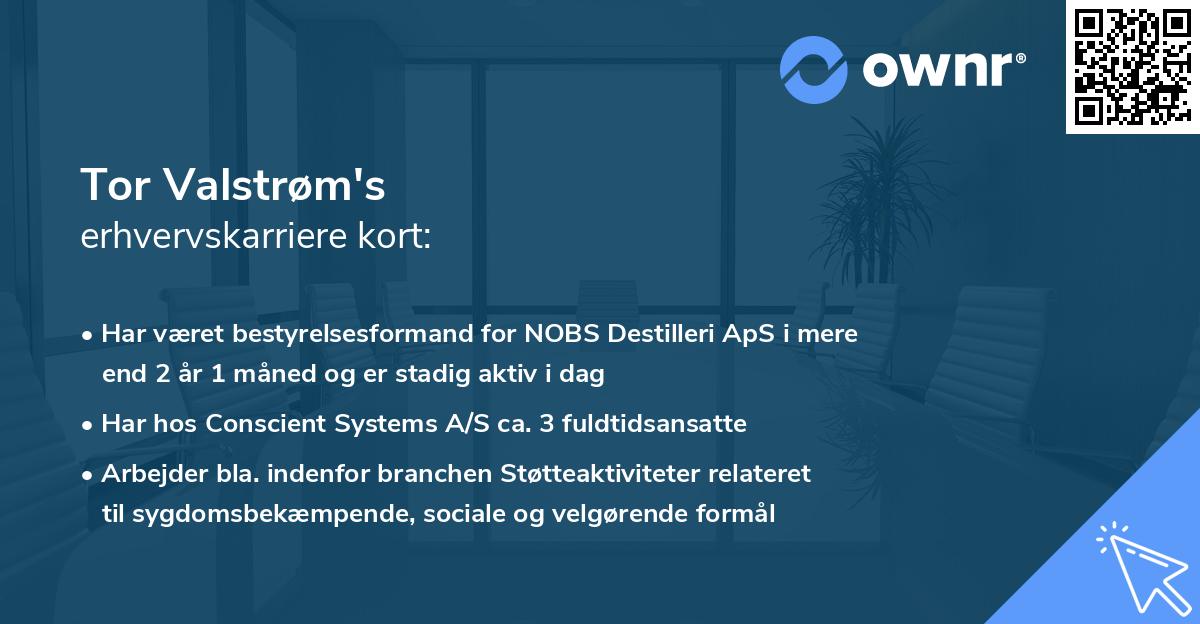 Tor Valstrøm's erhvervskarriere kort