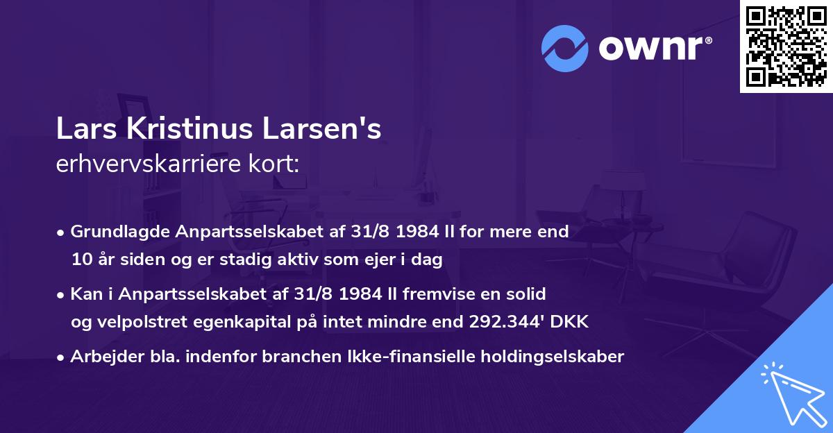 Lars Kristinus Larsen's erhvervskarriere kort