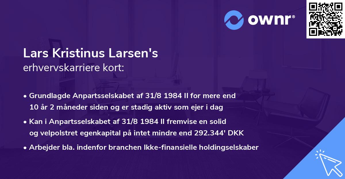 Lars Kristinus Larsen's erhvervskarriere kort