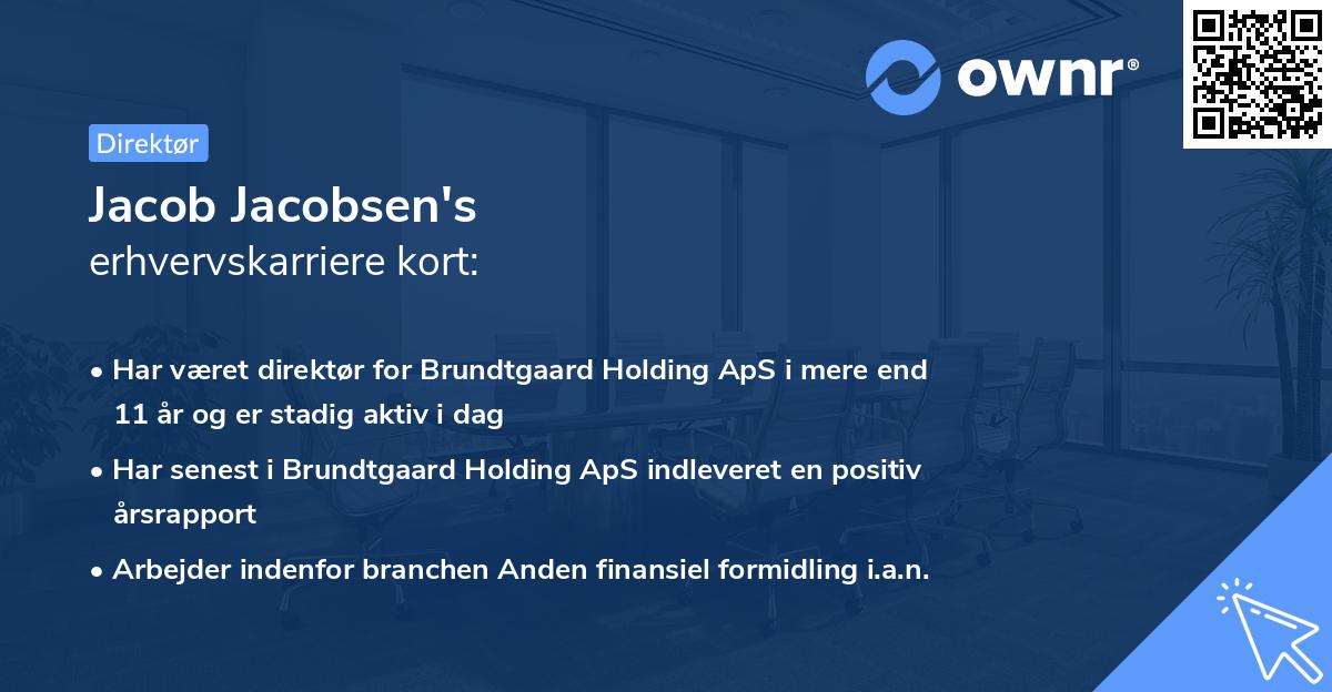 Jacob Jacobsen's erhvervskarriere kort