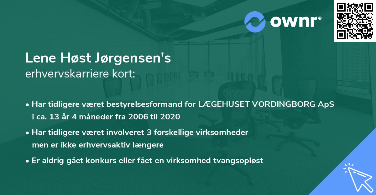 Lene Høst Jørgensen's erhvervskarriere kort