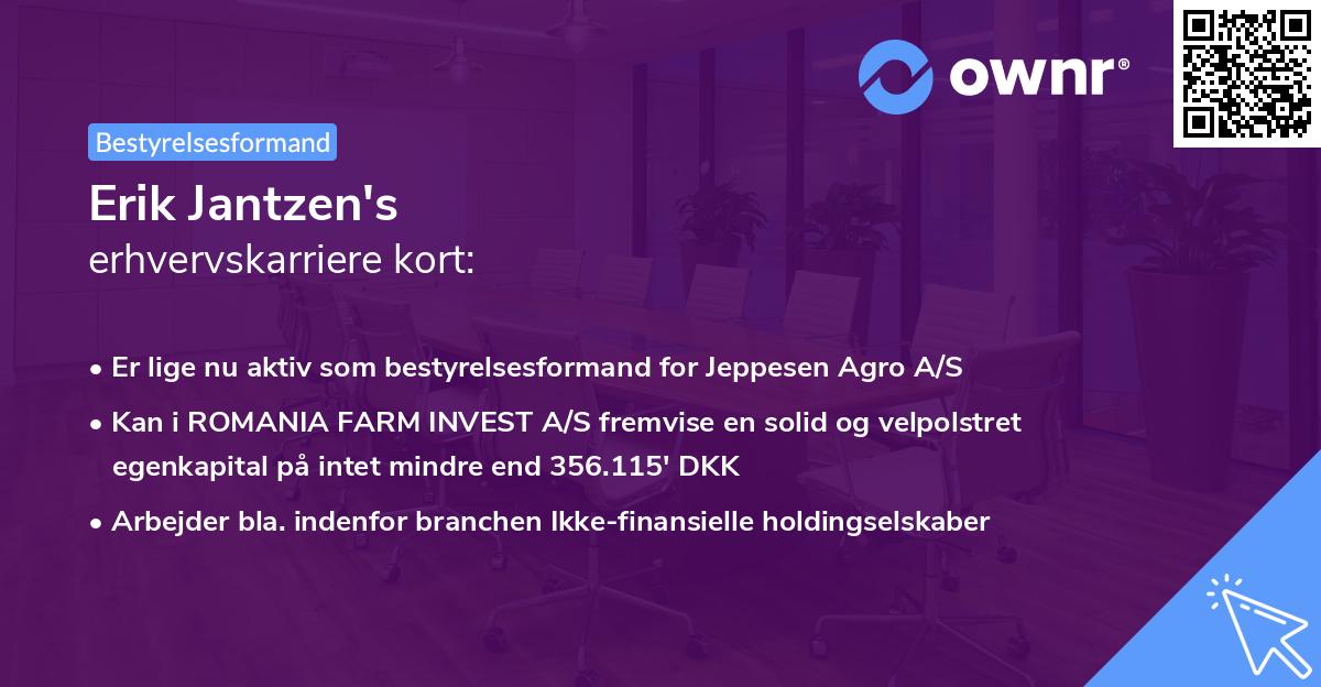 Erik Jantzen's erhvervskarriere kort