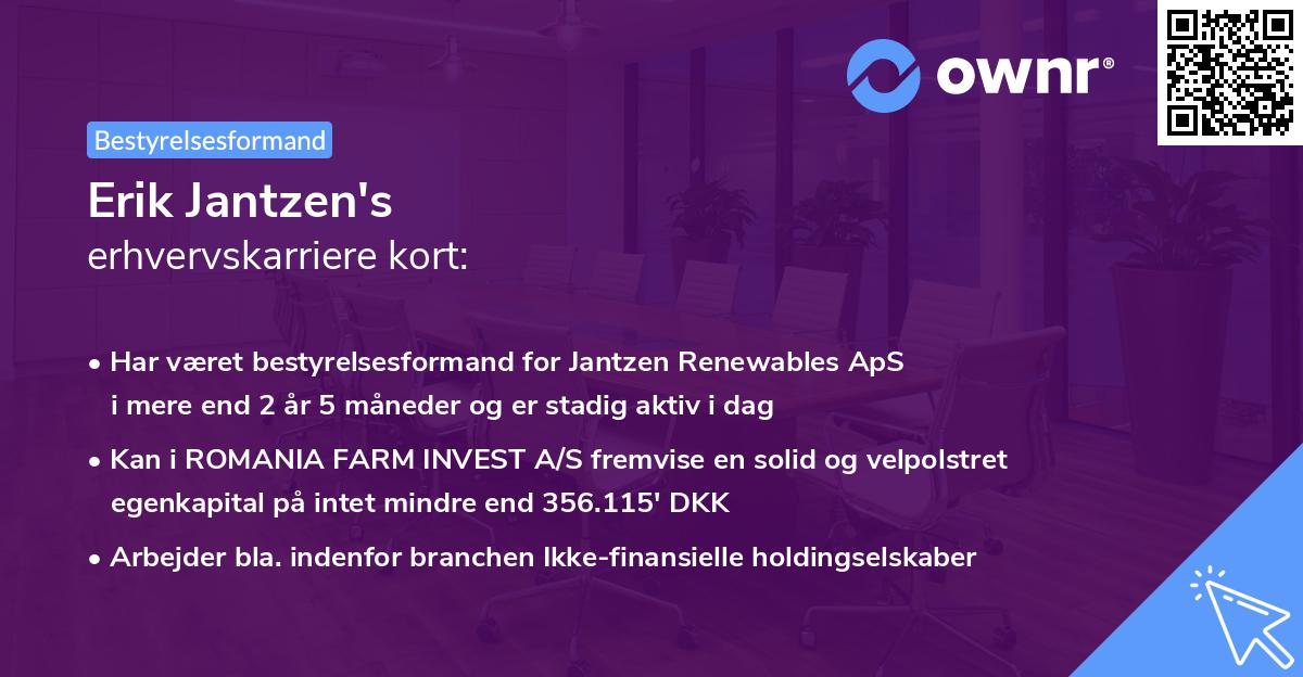 Erik Jantzen's erhvervskarriere kort