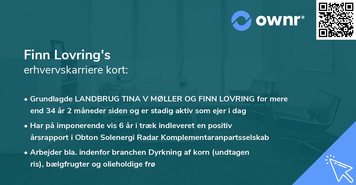 Finn Lovring's erhvervskarriere kort