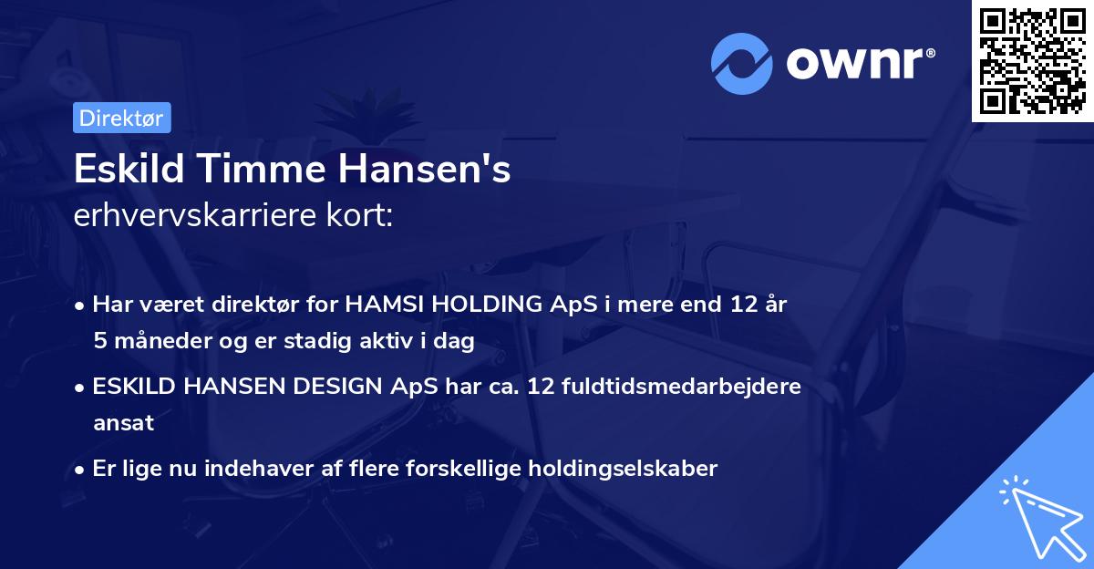 Eskild Timme Hansen's erhvervskarriere kort