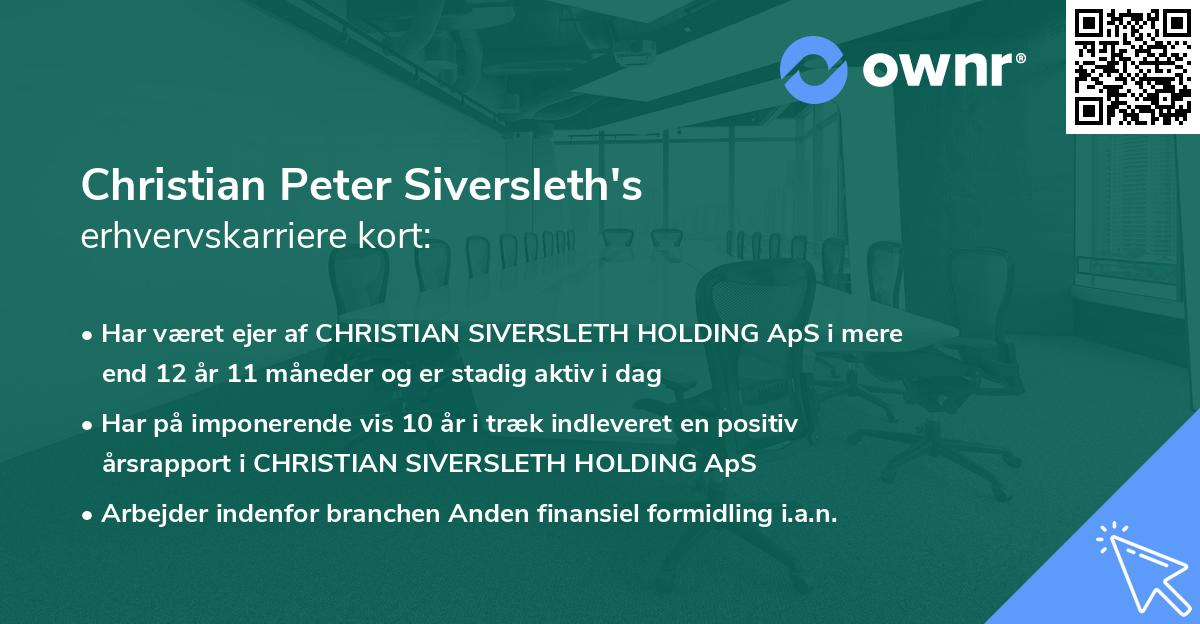 Christian Peter Siversleth's erhvervskarriere kort