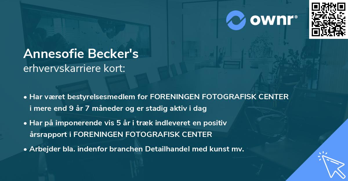 Annesofie Becker's erhvervskarriere kort