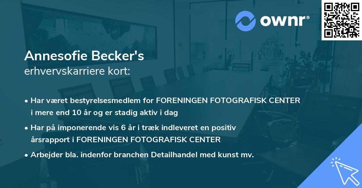 Annesofie Becker's erhvervskarriere kort