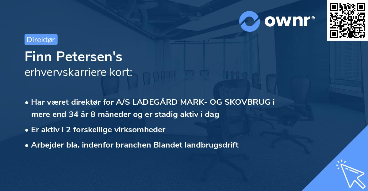 Finn Petersen's erhvervskarriere kort