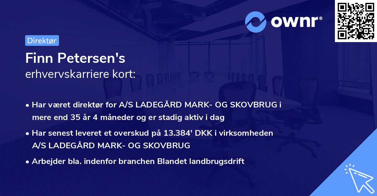 Finn Petersen's erhvervskarriere kort