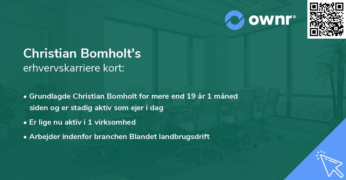 Christian Bomholt's erhvervskarriere kort
