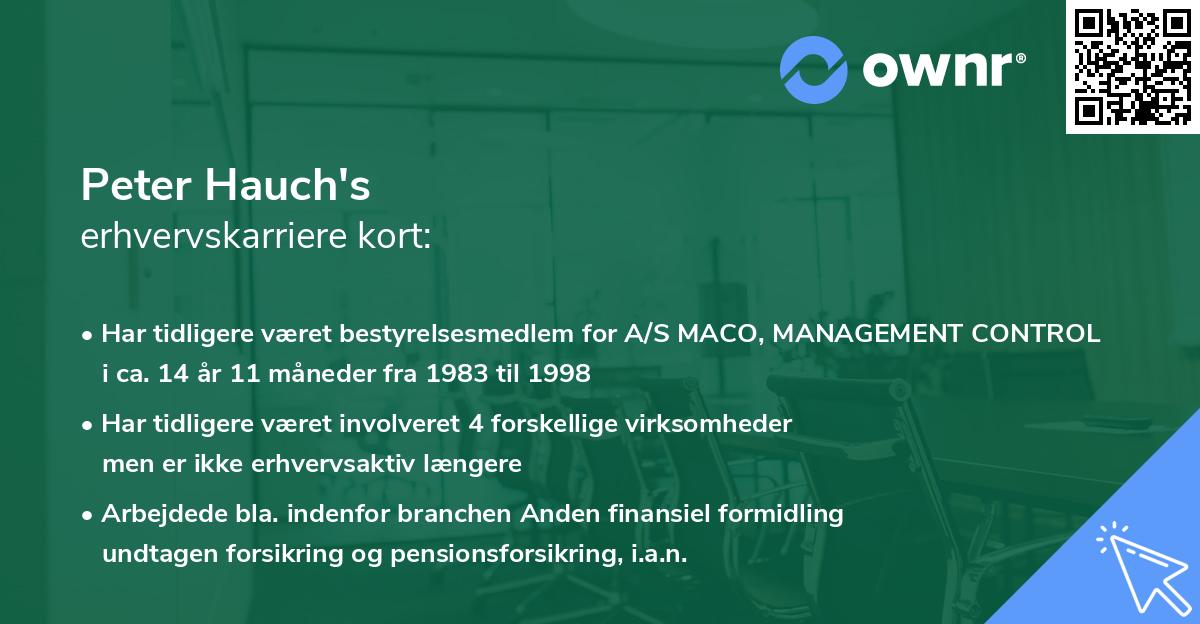 Peter Hauch's erhvervskarriere kort