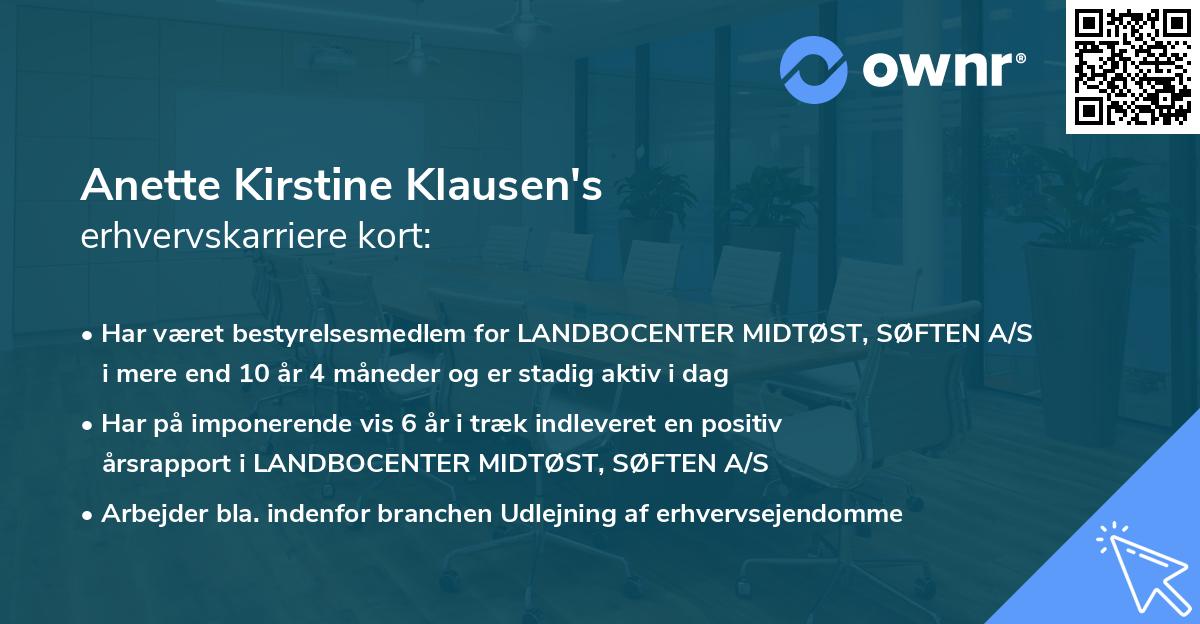 Anette Kirstine Klausen's erhvervskarriere kort