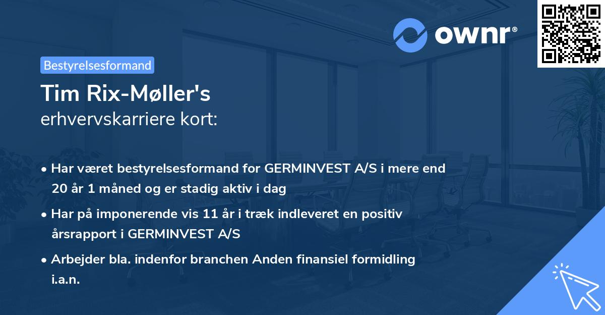 Tim Rix-Møller's erhvervskarriere kort