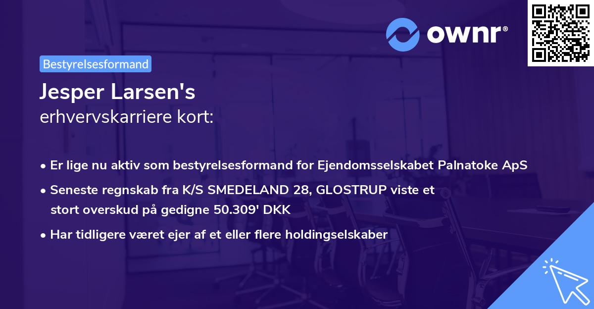 Jesper Larsen's erhvervskarriere kort