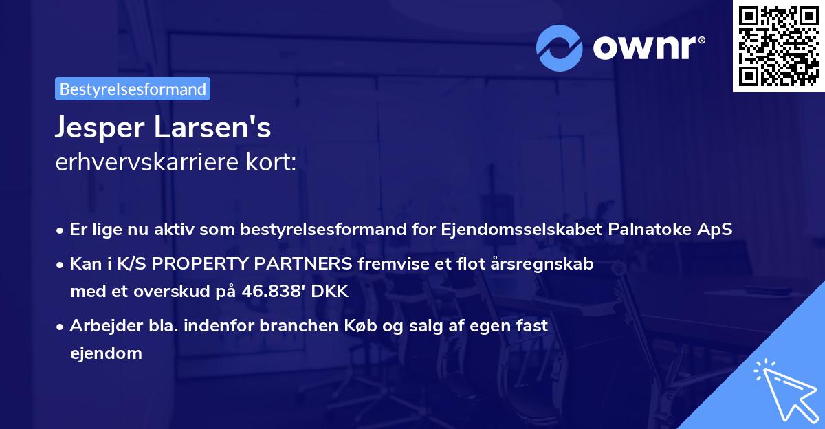 Jesper Larsen's erhvervskarriere kort