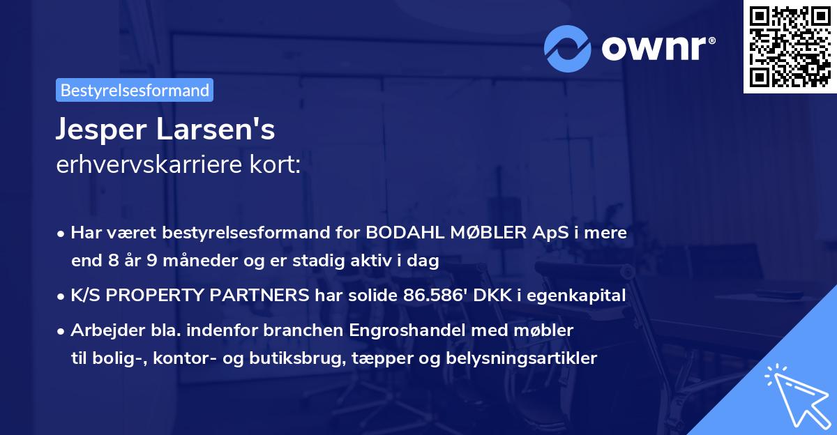 Jesper Larsen's erhvervskarriere kort