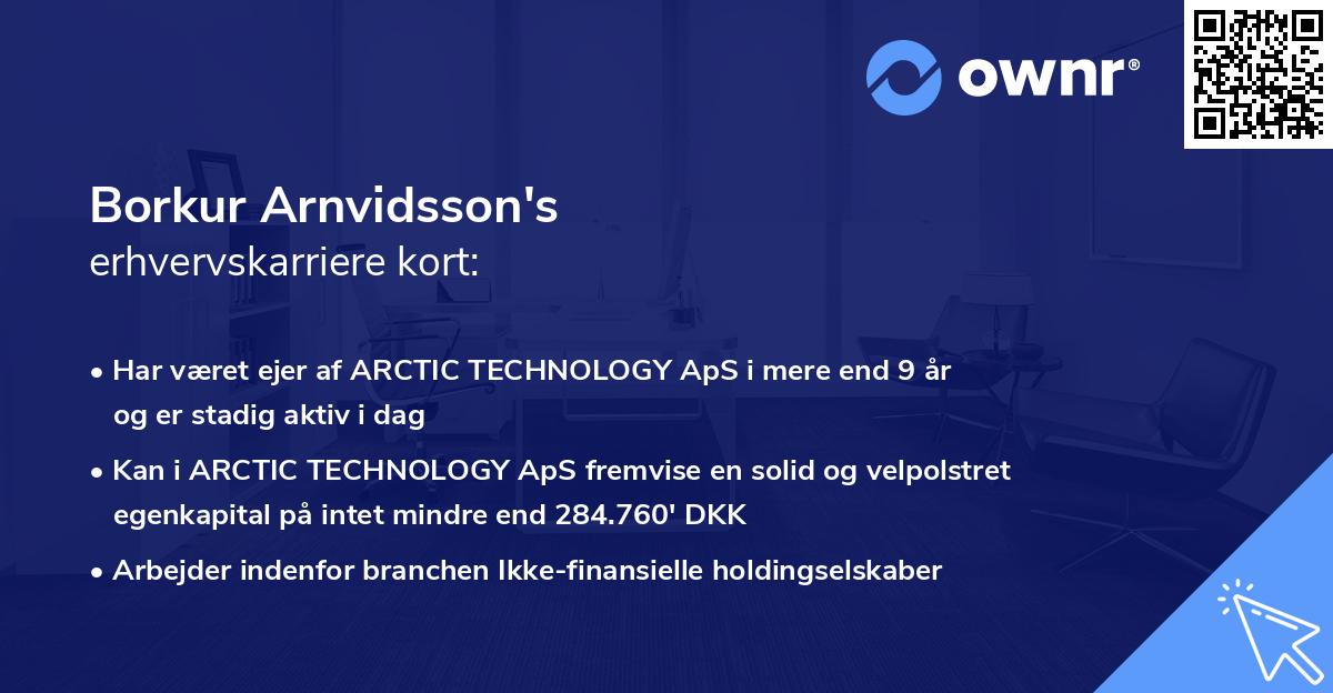 Borkur Arnvidsson's erhvervskarriere kort