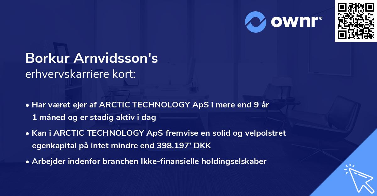 Borkur Arnvidsson's erhvervskarriere kort