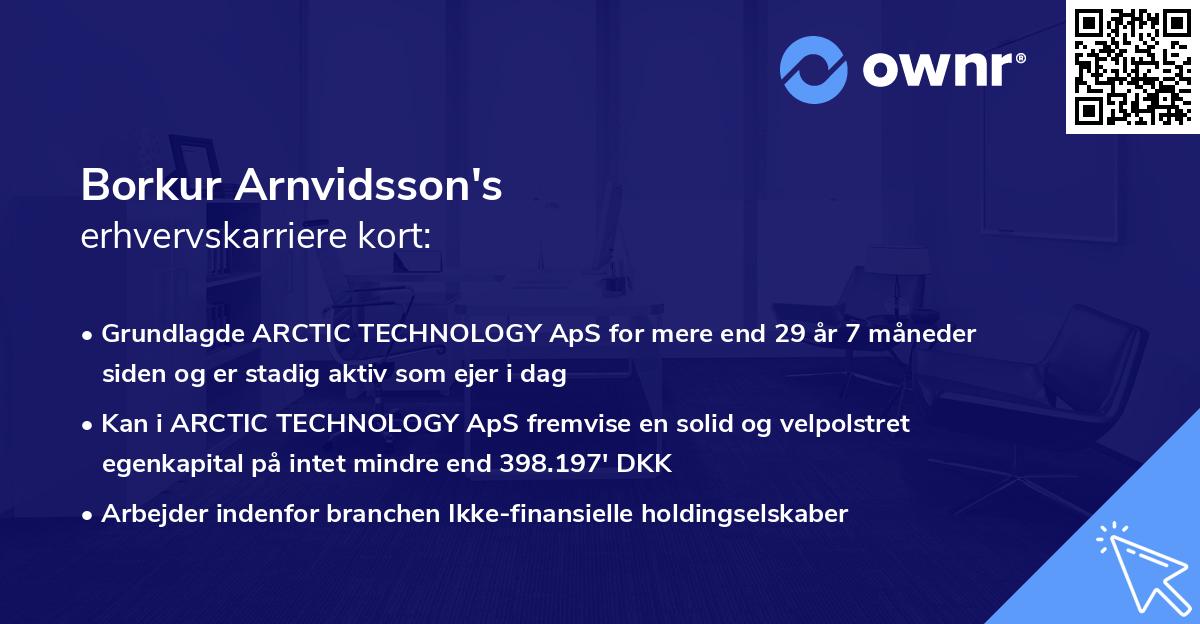 Borkur Arnvidsson's erhvervskarriere kort