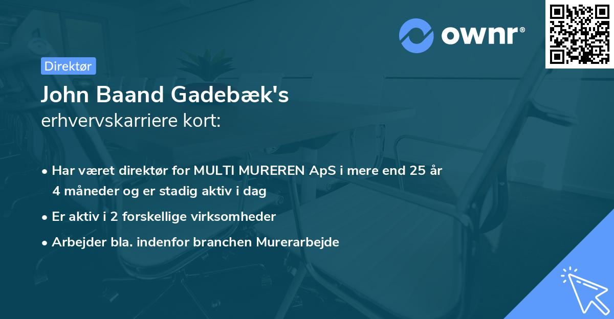 John Baand Gadebæk's erhvervskarriere kort