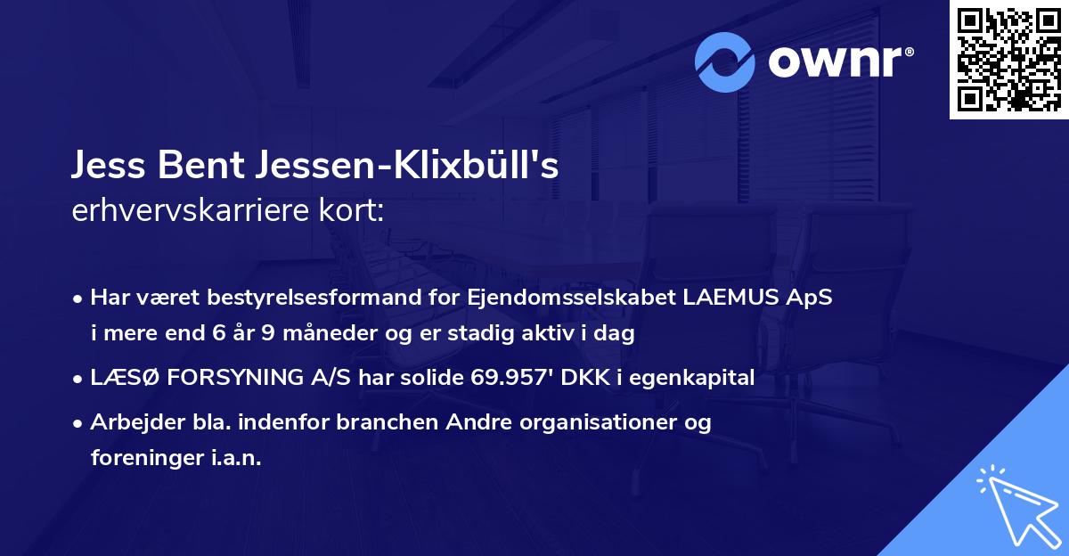 Jess Bent Jessen-Klixbüll's erhvervskarriere kort