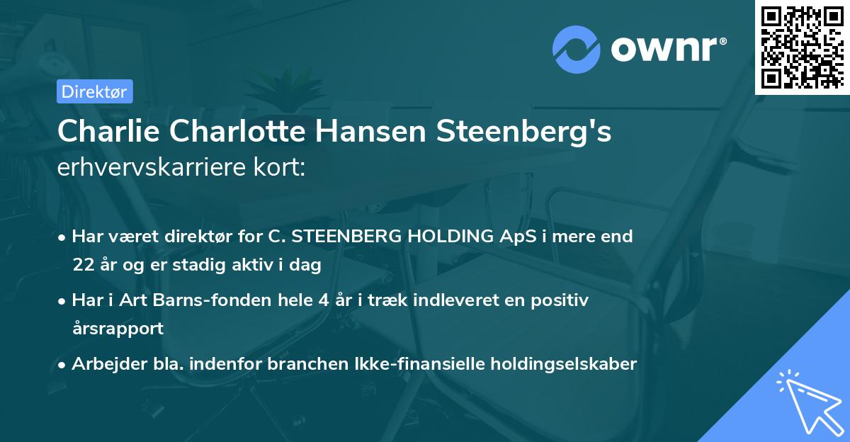 Charlie Charlotte Hansen Steenberg's erhvervskarriere kort