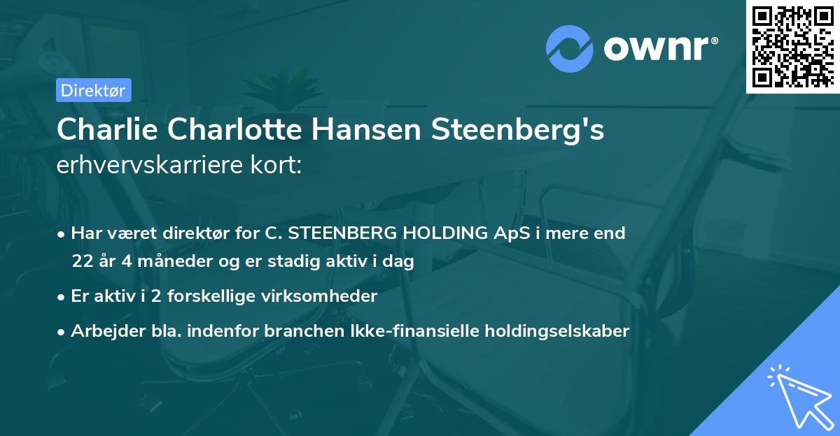 Charlie Charlotte Hansen Steenberg's erhvervskarriere kort