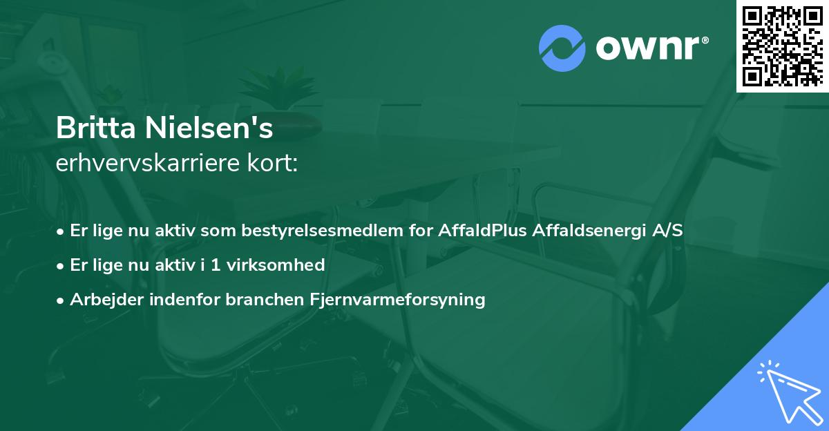 Britta Nielsen's erhvervskarriere kort