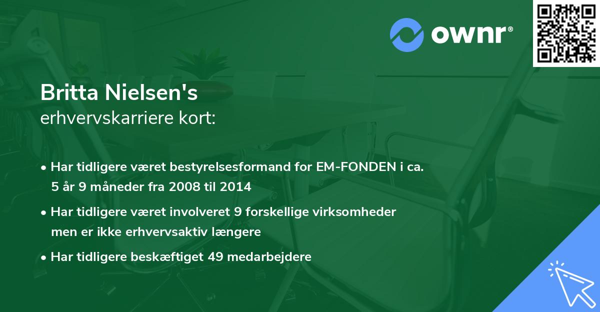 Britta Nielsen's erhvervskarriere kort