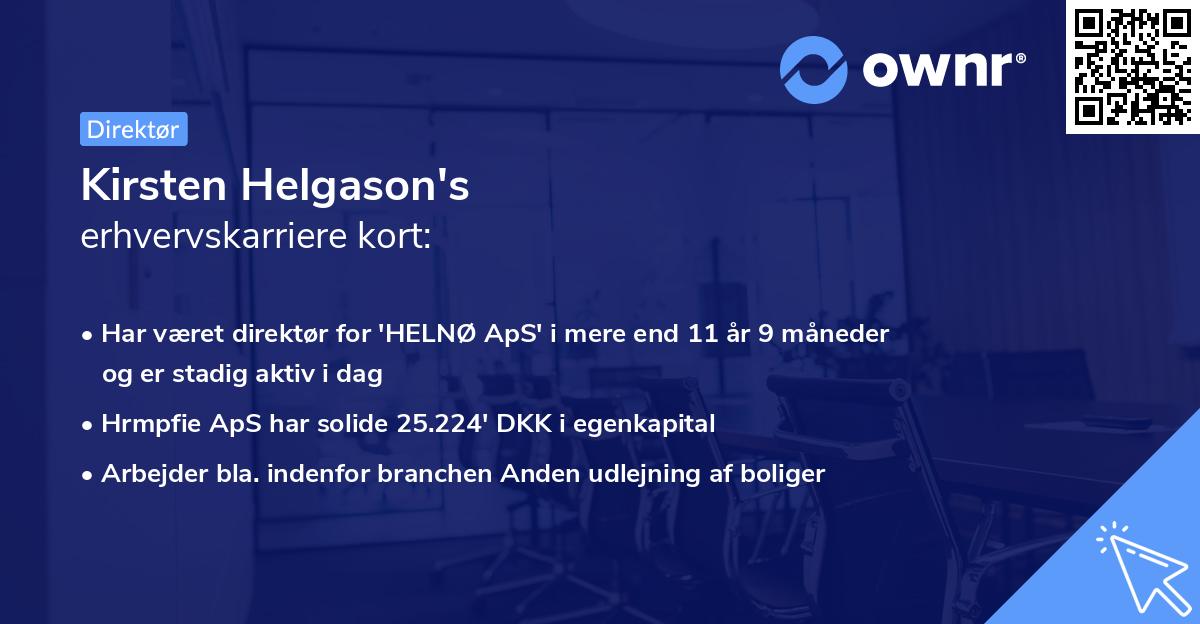 Kirsten Helgason's erhvervskarriere kort